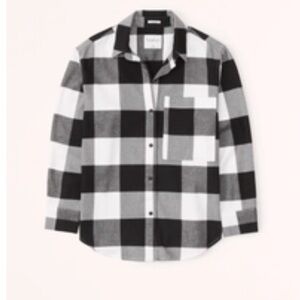 🖤 Abercrombie Oversized Flannel Shirt – Black Pattern (XS) 🖤